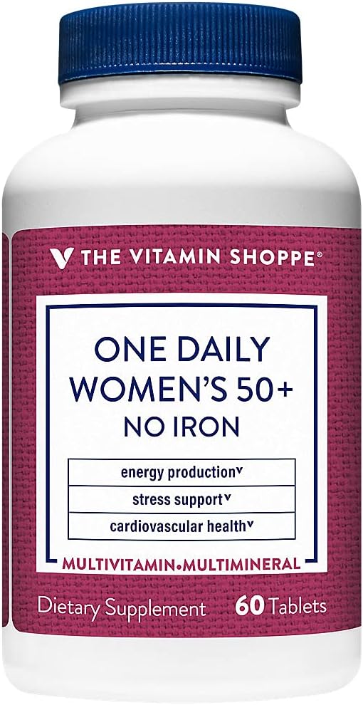 Το Vitamin Shoppe One Daily Women's 50+ Multivitamin with No Iron, Multi- Mineral Supplement, υποστηρίζει την παραγωγή ενέργειας, υποστηρίζει καρδιοαγγειακή, όραση και ανοσοποιητική υγεία (60 δισκία)