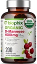Biophix D-Mannose USDA Organik 1500 mg 200 Veggie Caps - Sağlıklı Bir Suç Urinary Tract, Non-GMO, Vegan-Friendly