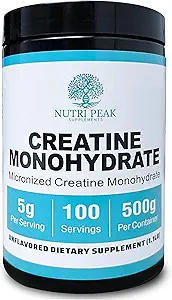 Kretine Monohidrat Micronized Toz Unflavored 500G, 5000mg Per Serv (5g), 100 Hizmet