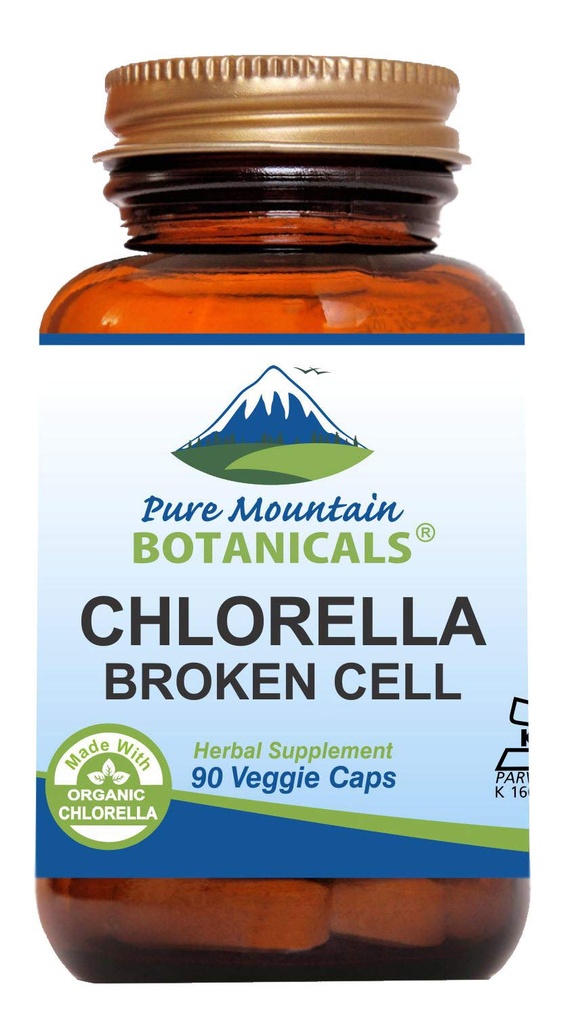 Saf Dağ Botanikleri Kırık Hücre Duvar Klorella Capsules - 90 Kosher Vegan Caps Now with 500 mg Organik Klorella Toz