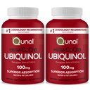 Qunol Mega Ubiquinol Coq10 100 mg, Üstün Aborpsiyon, Patentli Su ve Fat ► Natural Supplement Form of Coenzyme Q10, Antioksidan for Heart Health, 60 Softgels, Pack of 2