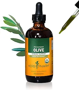 Herb Pharm Certified Organic Olive Leaf Liquid Extract for Immune System Support, 4 Fl Oz