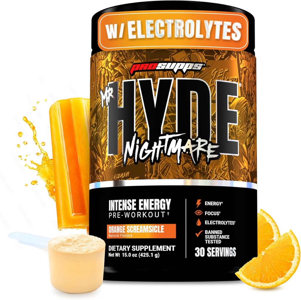PROSUPPS Bay Hyde Nightmare Pre Workout Toz with Caffeine & Beta Alanine - Intense Energy, mental Focus & Performance - Gym & Fitness Supplements (Orange Creamsicle, 30 Hizmet)
