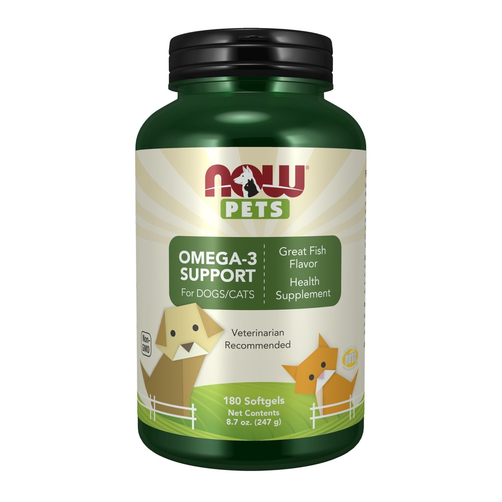 NOW Pet Health, Omega 3 συμπλήρωμα, Formulated for Cats & Dogs, NASC Certified, 180 Softgels