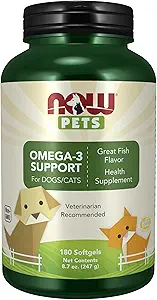 Şimdi Pet Health, Omega 3 Supplement, Cats & Dogs için Formulaed, NASC sertifikalı 180 Softgels
