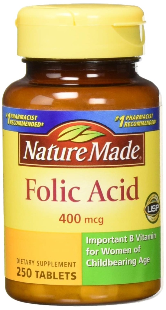 Nature Made Folic Acid (400 mcg) Δισκία, 250 Count, Συσκευασία των 2