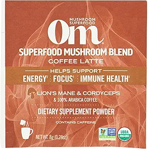 Om Mushroom Superfood Organic Mushroom Support Coffee Latte Mix, 0.28 OZ