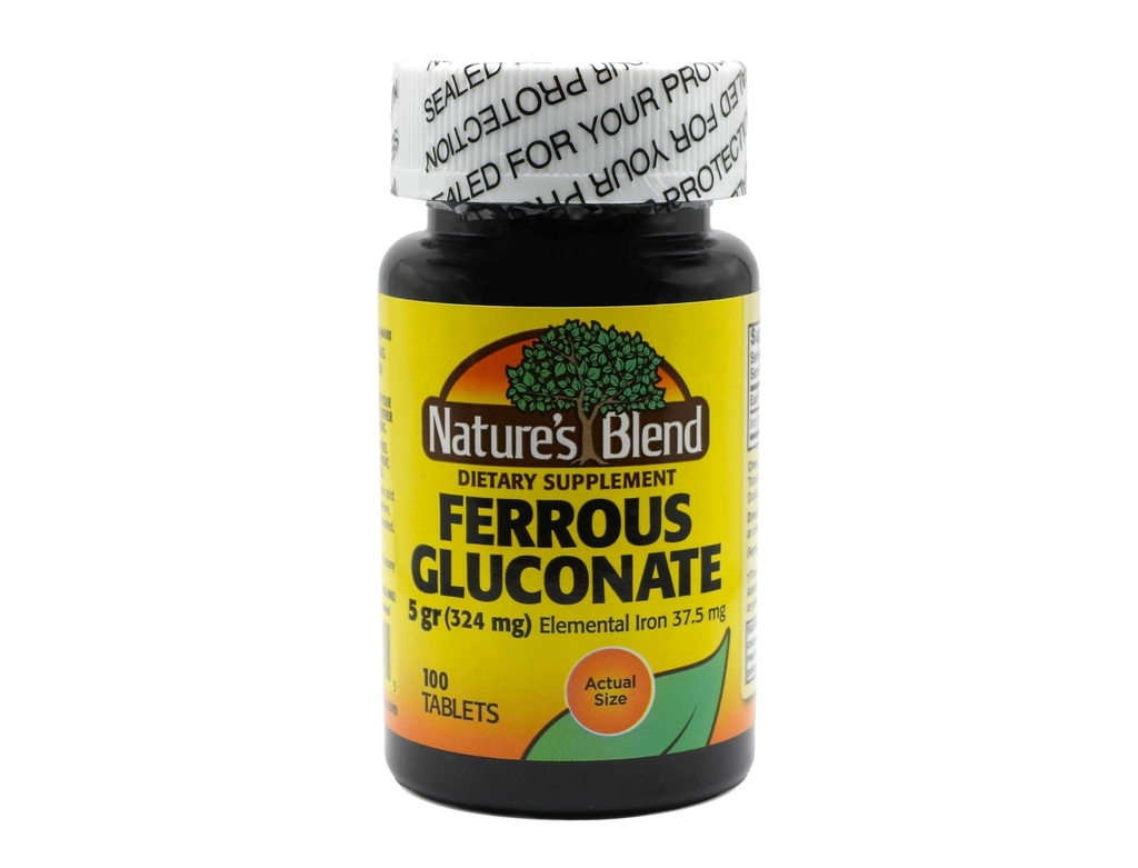 Nature's Blend Ferrous Gluconate Tabletler, 100 Count