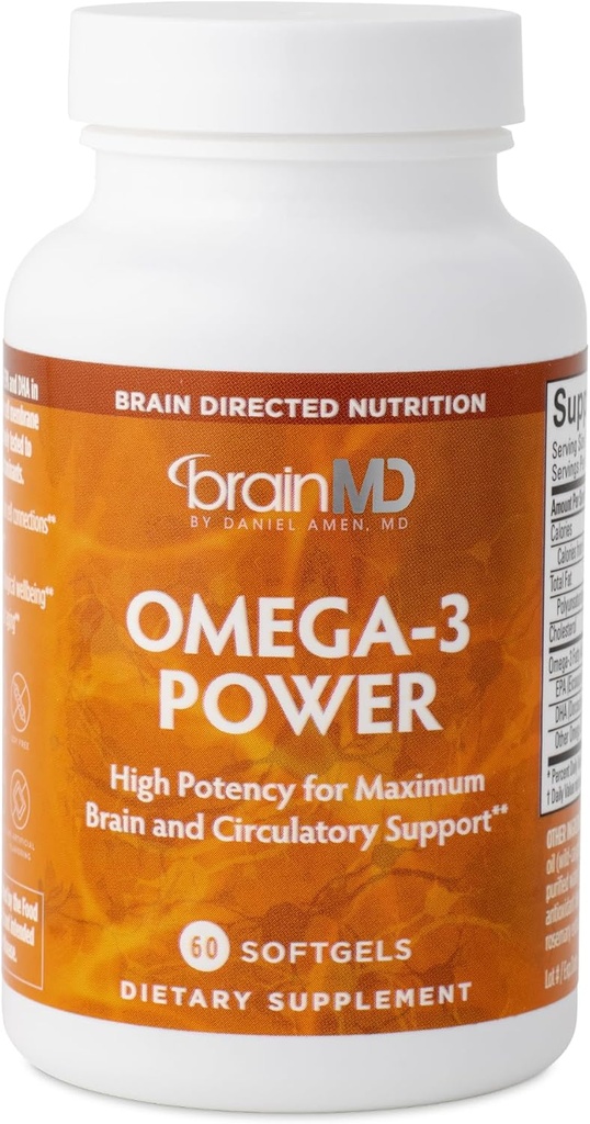 BeyinMD Dr Amen Omega-3 Power - 60 Capsules, 2 Paket - Ortak & Immune Support Supplement - Contains DHA & EPA - Gluten Free - 60 Toplam Hizmetler