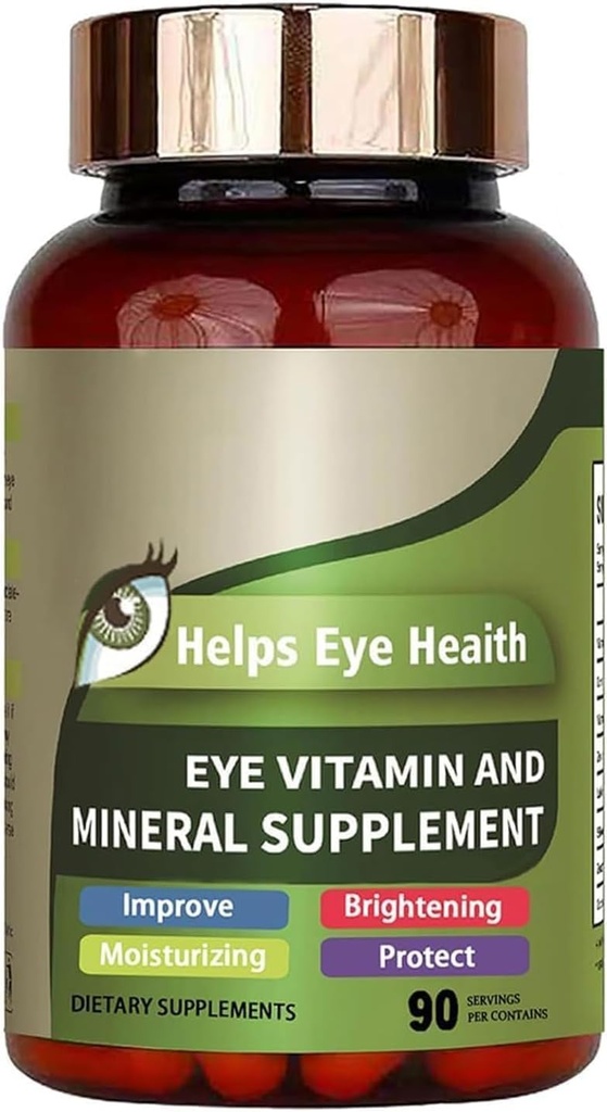 Eye & Vitamin Mineral Supplement with Lutein, Zeaxanthin, Supports Eye Strain, Vision Health for Yetişkinler with Vitamins C & E, Vegan Eye Vitamins