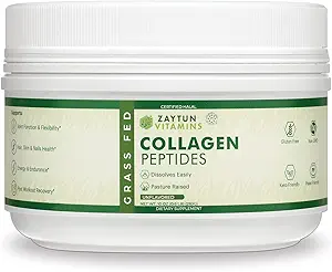 Zaytun Halal Collagen Peptides σκόνη, Hydrolyzed τύπου I & III Collagen, υποστηρίζει αρθρώσεις, οστά, μύες, μαλλιά, δέρμα, & νύχια, Keto φιλικό, χόρτο-Fed, 10 oz, Made in USA, Certified Hanal