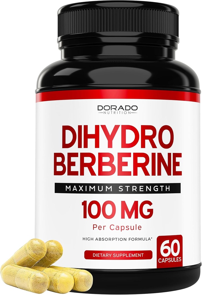 Dihydro Berberine Συμπλήρωμα 100mg, 60 κάψουλες (Patented GlucoVantage Super Berberine με 5X πιο αποτελεσματική από Beerine με λιγότερες παρενέργειες) - Tested, Vegan & ΗΠΑ