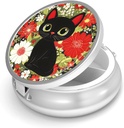 Pill Box-3 Karşılaştırma Küçük Pill Case for Purse & Pocket Mini Metal Pill Holder Travel Pill Container to Hold Supplements Antivirus-Free (Cute Cat)