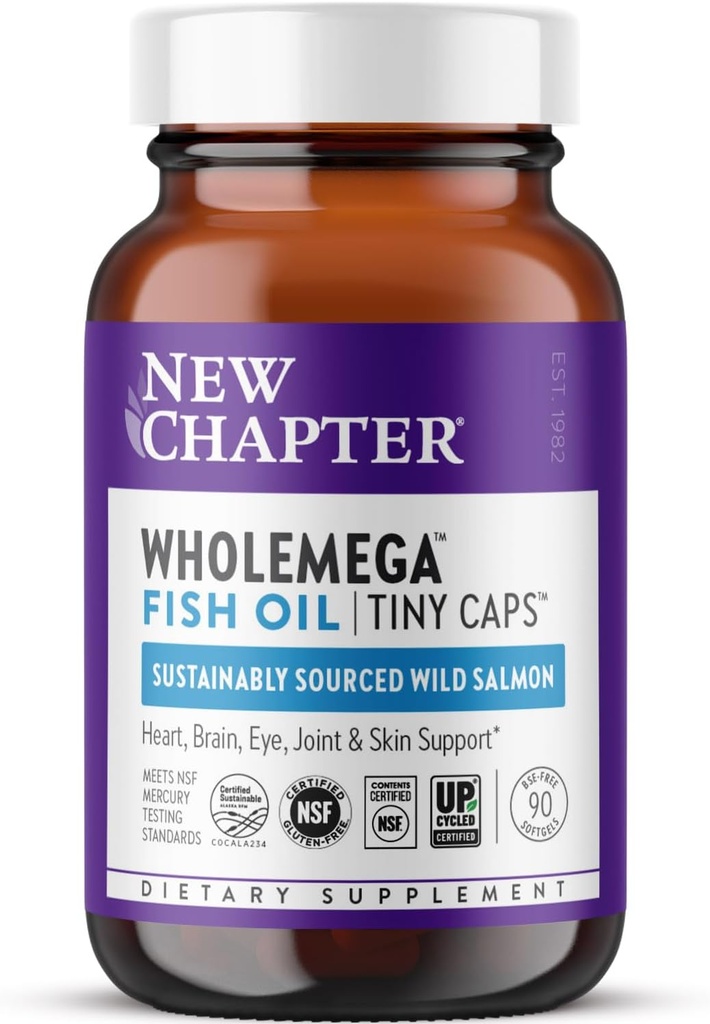Yeni Bölüm Wholemega Fish Oil Supplement, Tiny Capsules, 2000 mg per Service, Klinik olarak Proven Wild Alaskan Salmon Oil with Omega-3 + Vitamin D3 + Astaxanthin, 500 mg Her - 90 Count