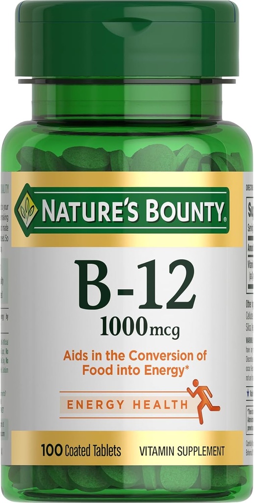Nature's Bounty, Vitamin Tamam, Enerji Metabolism ve Nervous System Health tarafından B12 Vitamini, 100 Tablet