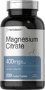 Horbäach Magnezyum Citrate | 400 mg | 200 Caplets | Vegetarian, Non-GMO ve Gluten Free Supplement Supplement