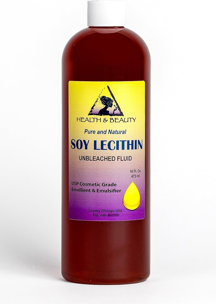 Lecithin Soy Unbleached Fluid Sıvı Emülsifier Emollient Stabilizer Pure 16 oz