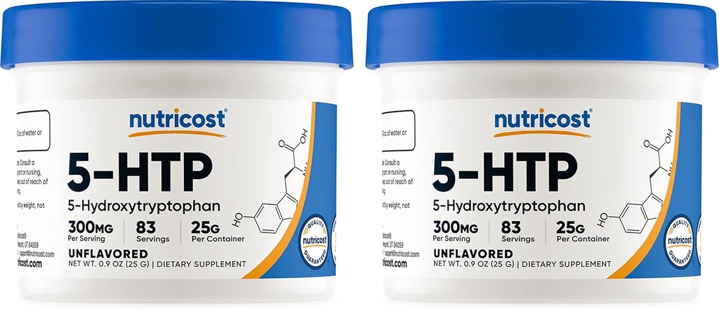 Nutricost 5-HTP σκόνη 25 γραμμάρια (2 συσκευασία) (300mg ανά υπηρεσία)