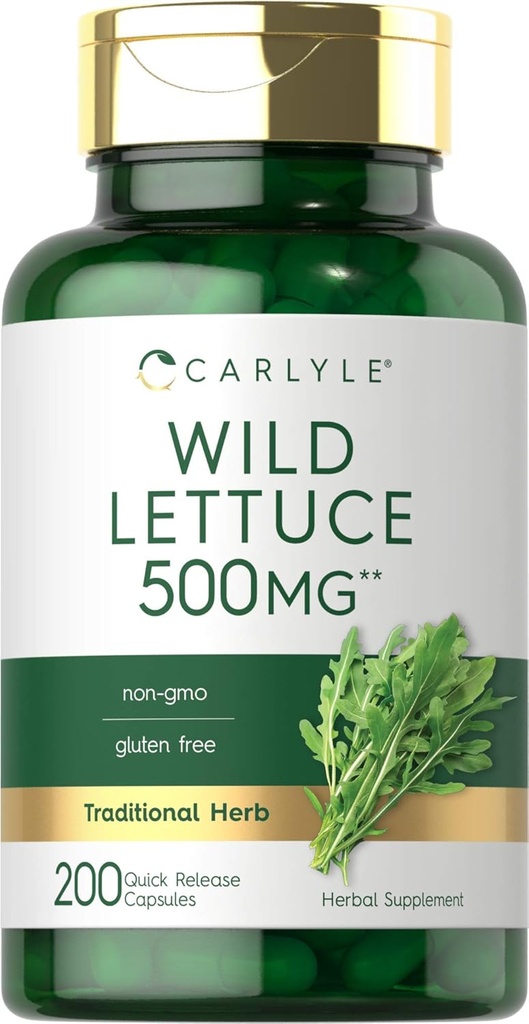 Carlyle Wild Lettuce Extract 500 mg | 200 Capsules | Non-GMO, Gluten Free Supplement Supplement