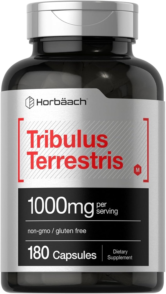 Horbaach Tribulus Terrestris for Men | 1000mg | 180 Capsules | Extract Supplement | Non-GMO and Gluten Free