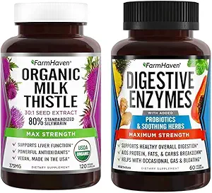 FarmHaven Digestive Enzymes with 18 Probiotics & Herbs Milk Thistle Capsules