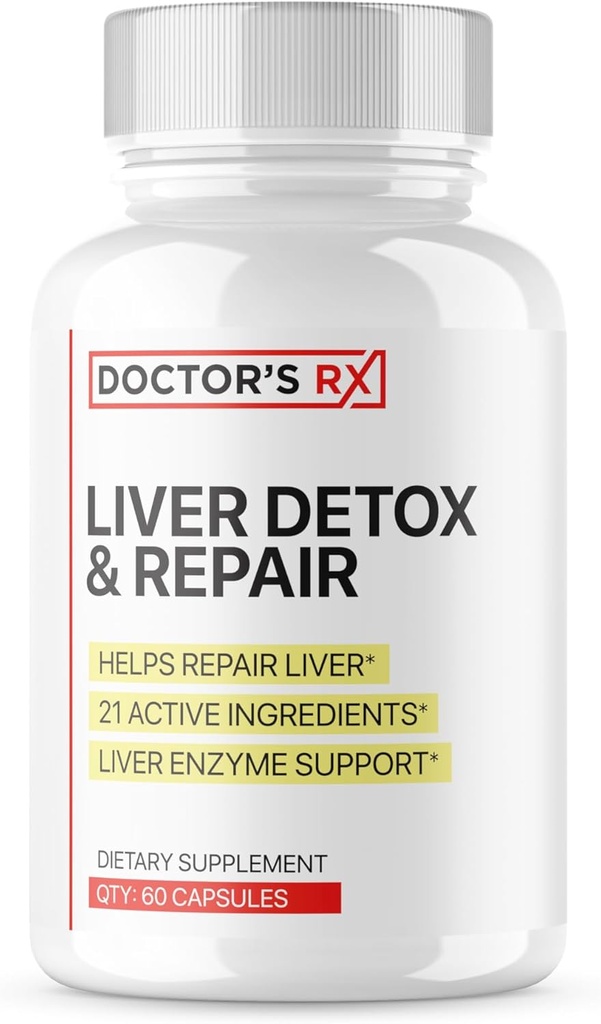 Doktor'un RX || #1 RATED Premium Liver Cleanse & Detox || Liver Function, Tamir Liver Enzymes | Ultra Dosed Formula w / 21 Güçlü Malzemeler | 3rd Parti Test Edildi + ABD