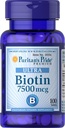 Puritan's Pride Biotin 7500 mcg, Sağlıklı Saç Desteği, 100 Kont, 100 Kont (kahkamet)