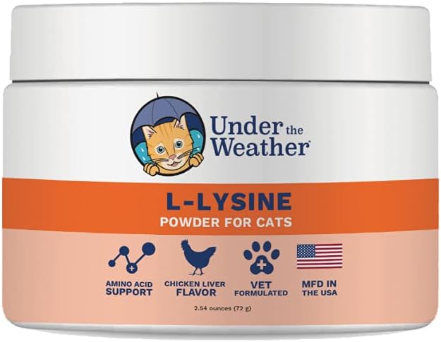 Under the Weather Pet L-lysine Powder Cat Supplement | Natural Vet Formulated Lysine Powders for Cats and Kittens | Promotes Balance Healthy Immune Support and Boost Overall Health Response (2.54 Oz)