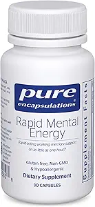 Pure Encapsulations Rapid Mental Energy - Vegan Memory Supplement to Support Brain Health - Ginkgo Biloba Extract, Alpinia Galanga & American Ginseng Extract - Non-GMO & Gluten-Free - 30 Capsules