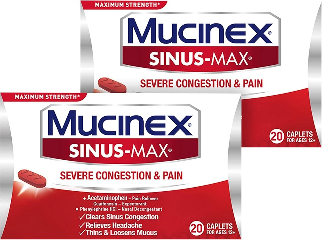 Sinus-Max Συμφόρηση & Πόνος Caplet (20 κόμης (πακέτο του 2))