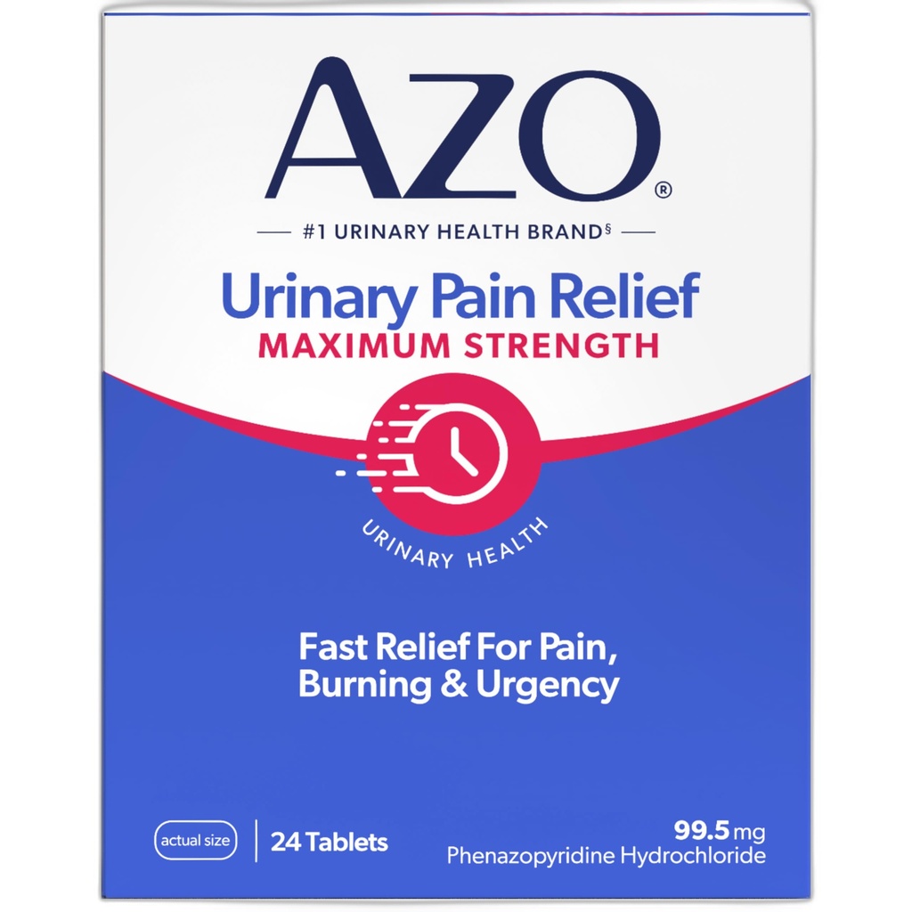 AZO Urinary Pain Relief Maximum Strength, Fast relief of Uti Pain, Burning and Urgency, Targets Source of Pain, #1 Most Trusted Brand, 24 Count