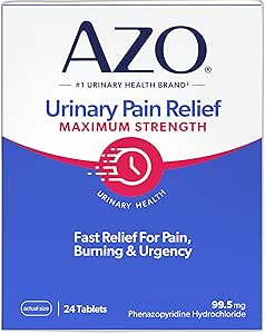 AZO Urinary Pain Relief maximum Strength, Hızlı UTI Pain, Yanan & Urgency, Targets Source of Pain, #1 Most Trusted Brand, 24 Tablets