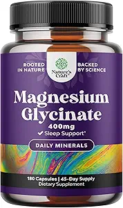 Pure Glycinate Supplement 400 mg Per Servis - Vegan High Abxia Chelated Magnezyum Capsules for Women & Men with Elemental 400 mg for Mood Sleep and Relaxation Support - 180 Count Count Count