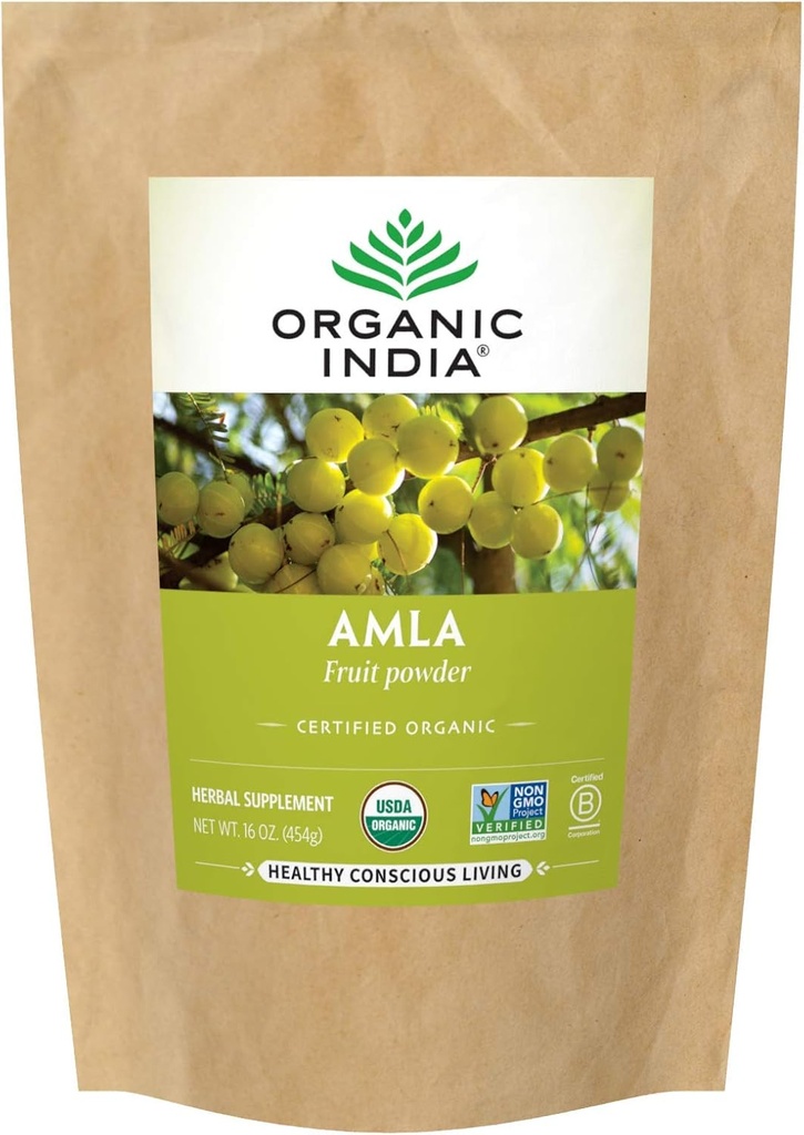 ORGANIC INDIA Amla Powder - Amalaki ινδικό βατόμουρο, ανοσοποιητική υποστήριξη, βιταμίνη C για το ανοσοποιητικό σύστημα, Vegan, Ayurvedic Superfood, Αντιοξειδωτικά, μη GMO, Άμλα σκόνη για την ανάπτυξη των μαλλιών, Βιολογικά - 1 Lb