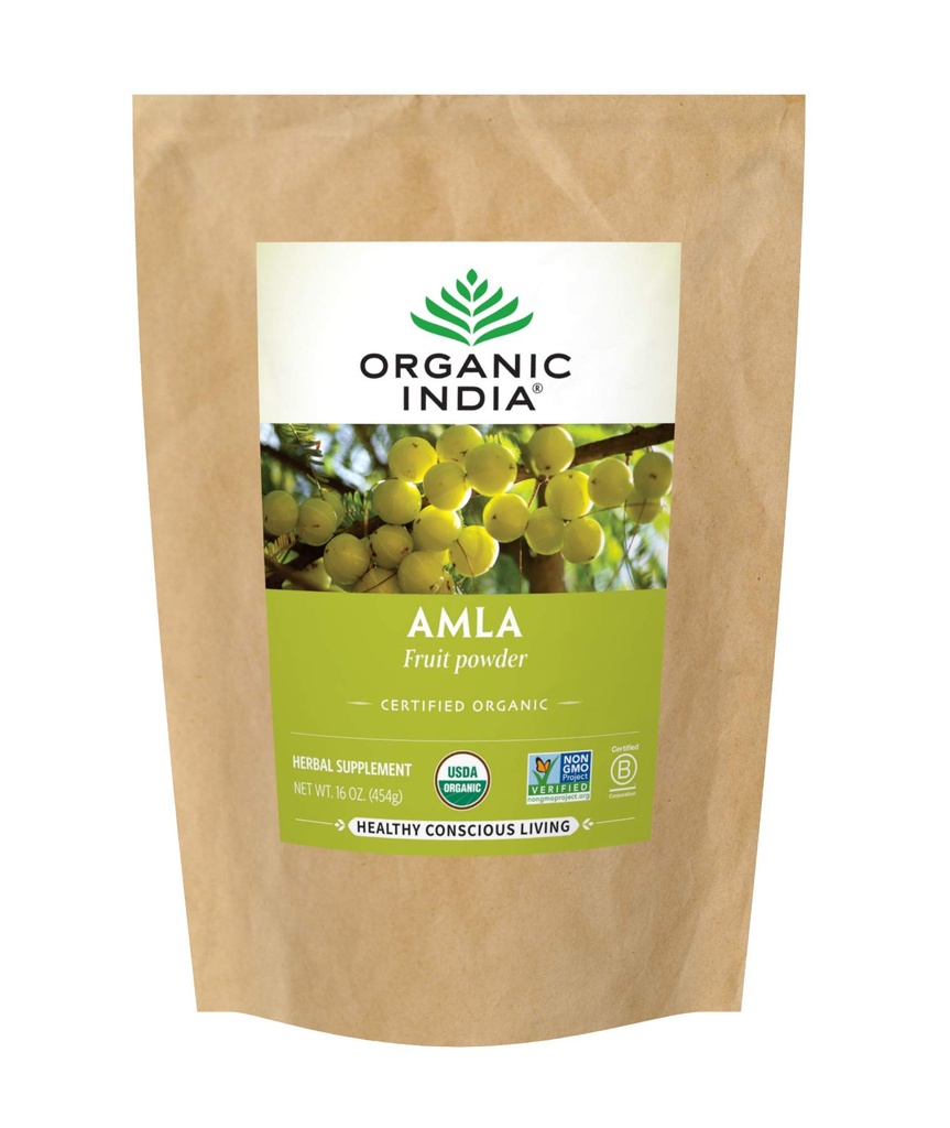 ORGANIC INDIA Amla Toz - Amalaki Hint Gooseberry, Immune Support, Vegan, Ayurvedic Superfood, Antioksis, Non-GMO, Amla Toz Saç Büyüme, Organik - 1 Lb