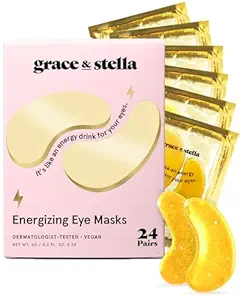 lütuf ve stella Ödülü Göz Maskesi - Seyahat Esasları - Kadınlar için Doğum Günü Hediyeleri - Karanlık Çemberler için Gel Eye Patches, Puffy Eyes, Wrinkles, Undereye Bag - Vegan - Self Care (24 Pairs, Gold)