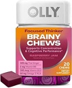 OLLY Focused Thinker Brainy Chews, Ωμέγα-3 ALA, Βιταμίνες B6 & B12, Plus Thai Ginger Extract for Alertness, Catherin & Γνωστική Υποστήριξη Απόδοσης, Χορτοφαγικά, Βατόμουρο, 20 Count