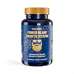 Derm Dude Power Beard Growth Vitamins for Men | With Biotin 10K MCG, çinko B12 Saw Palmetto & Keratin for Healthier Lazer Fuller & Güçlü Yüz Saçları | Saç Kesme ve İncelenmesi, 60 Capsules