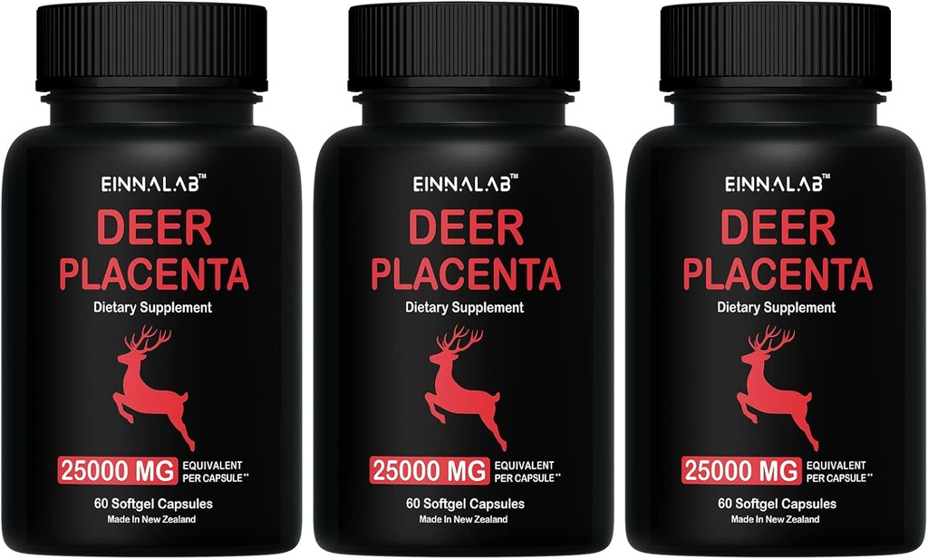25.000mg Highest Deer Placenta Supplement 60 Κάψουλες - Κατασκευασμένες στη Νέα Ζηλανδία (σετ 3 Φιάλες, 180 κάψουλες)