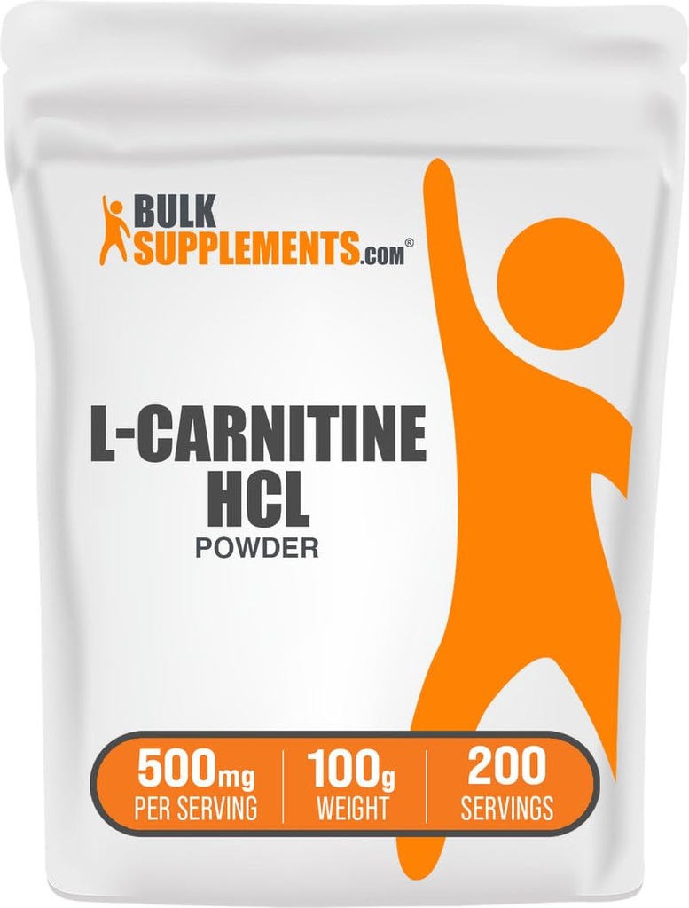BulkSupplements.com L-Carnitine HCl Toz - Carnitine Supplement, Carnitine Toz, L-Carnitine 500 mg - Unflavored & Gluten Free, 500 mg per Service, 100g (3.5 oz) (1.5 oz)