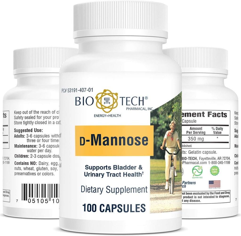 Bio-Tech Pharmacal D-Mannose, Destekler Bladder ve Urinary Tract Health (100 Count)