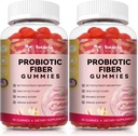 9-σε-1 Προβιοτικές Ίνες Gummies για Ενήλικες & Έφηβοι 16G Fiber per Serving, Psyllium Fiber Supplement with 5 Billion CFU Bacillus Coagulans, Inulin, ACV for Digestive, Gut & Immune Wellness - 2 Μπουκάλια