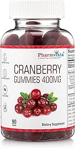 Çocuklar ve Yetişkinler için Cranberry Gummies 400 mg-Gluten Free Allergen Free Nutrient Rich Vegan Supplement -Cranberry Chews-90 Kont