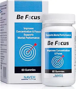NAVEH PHARMA Odaklı | Focus Supplement | Çocuklar ve Yetişkinler için Doğal Beyin ATM | 30 mg Saffron Supplements | Nootropic | Help with Memory & Care | 60 Vegan & Non GMO Gummies (Strawberry)