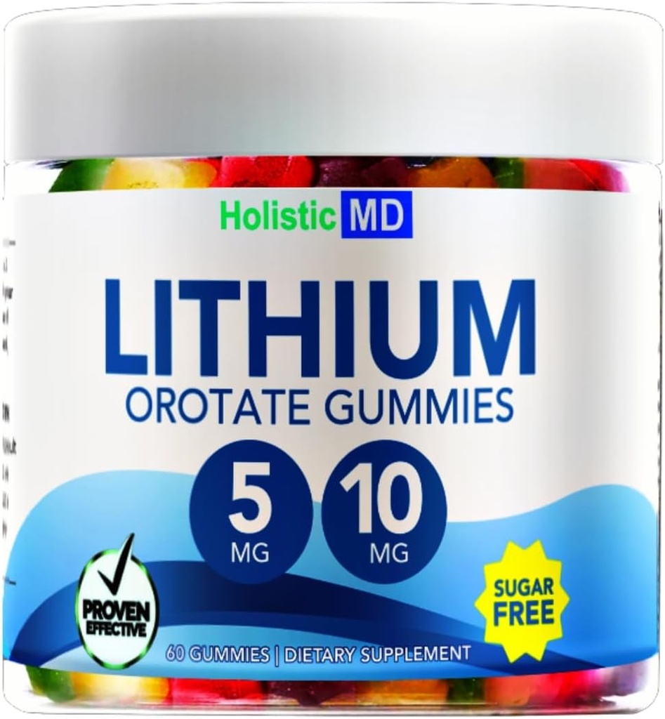 Lityum Orotate 5 mg 10 mg | Erkekler Çocuklar için | Lityum Orotate klinik olarak Studied Chelated High Biovalable | 3 Flavors Sugar Free Vegan Gummies 60 ct