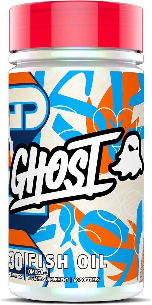 Συμπλήρωμα ιχθυελαίου GHOST, 1400mg - 1100mg Ωμέγα 3 με λιπαρά οξέα EPA & DHA - Συμπληρώματα ιχθυελαίου για την υποστήριξη της καρδιάς, του εγκεφάλου και του ανοσοποιητικού - 60 Softgels, 30 Services