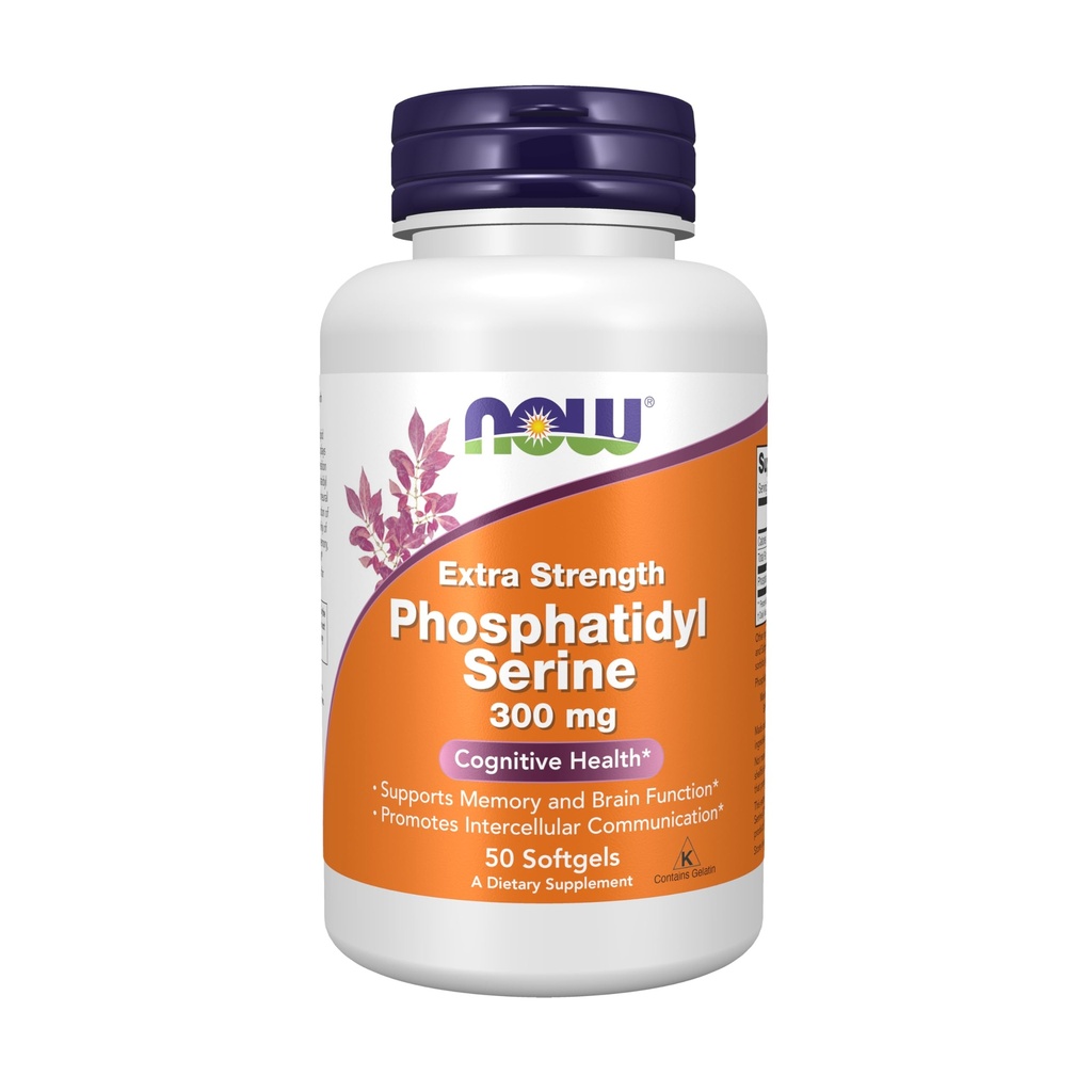 NOW Supplements, Phosphatidyl Serine 300 mg, Extra Strength, with Phospholipid compound derived from Soy Lecithin, 50 Softgels