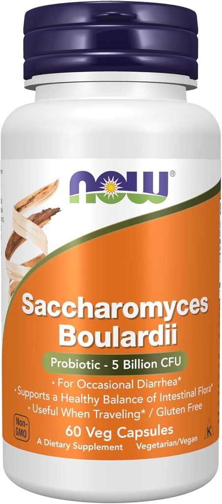 Τώρα συμπληρώματα, Saccharomyces Boulardii, 5 δισεκατομμύρια CFU Probiotic, 60 κάψουλες Veg