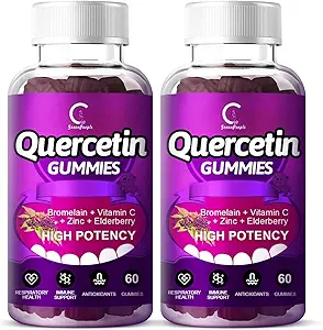 Quercetin Gummies - Quercetin with Bromelain, Vitamin C, çinko & Elderberry, Ekstra Güçlü Immune System ATM, Lung Support Supplement for Yetişkinler Kids - 60 Quercetin Gummies (2 Pack)