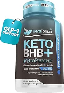Herbtonics Keto BHB + BioPerine Keto Pills – Ketosis Desteği için Exojen Ketonlar, Kilo Yönetimi, GLP-1 Desteği, Enerji ve Zihin Odaklığı, Vegan Dostu Non-GMO Formula 60.